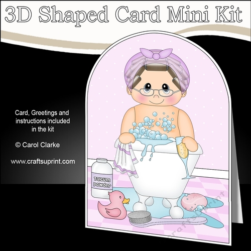 3D Shaped Card Kit - Bathtub Buddies - Older Lady