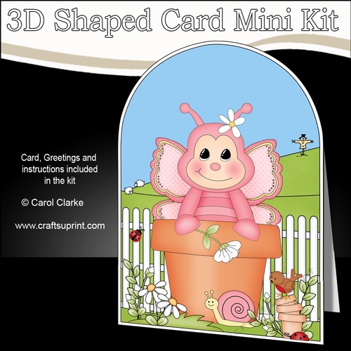 3D Shaped Card  Kit - Flowerpot Friends - Cute Little Butterfly
