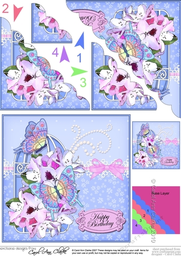 Birthday Butterflies and Flowers Birdcage Scalloped Corner Stacker