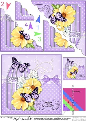 Birthday Butterflies and Flowers Birdcage Scalloped Corner Stacker