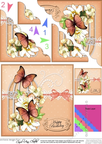 Birthday Butterflies and Flowers Birdcage Scalloped Corner Stacker