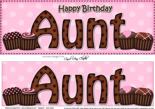 Large DL Happy Birthday AUNT 3D decoupage with Chocolates