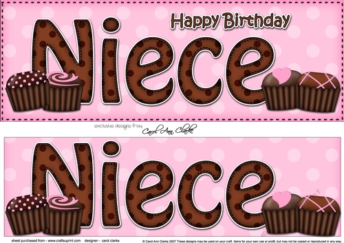 Large DL Happy Birthday NIECE 3D decoupage with Chocolates