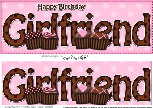 Large DL Happy Birthday GIRLFRIEND 3D decoupage with Chocolates