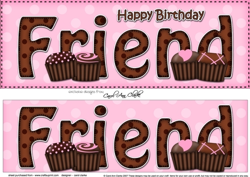Large DL Happy Birthday FRIEND 3D decoupage with Chocolates