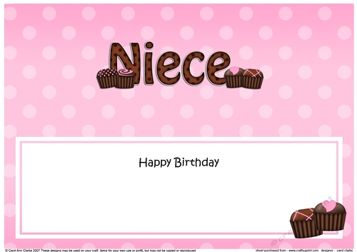 Large DL Happy Birthday NIECE insert with Chocolates
