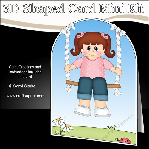 3D Shaped Card  Kit - Swinging High - Cute Girl