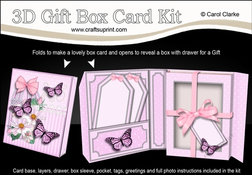 3D Gift Box Card Kit 3d Decoupage - Butterfly & Flowers Birdcage