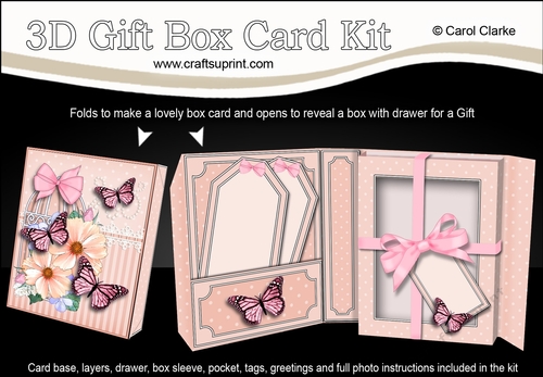 3D Gift Box Card Kit 3d Decoupage - Butterfly & Flowers Birdcage
