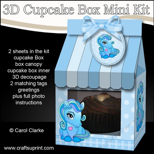 3D Mini Milk Carton Cupcake Treat Box Mini Kit - Cute Little Pony 
