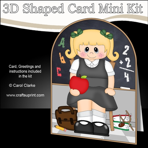 3D Shaped Card Kit - Cute Little Schoolgirl
