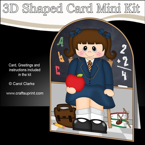 3D Shaped Card Kit - Cute Little Schoolgirl