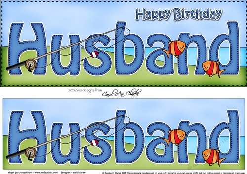Large DL Happy Birthday HUSBAND 3D decoupage with Fishing