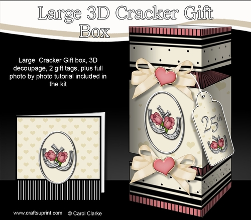 3D Large Cracker Gift Box -  Silver Wedding Anniversary