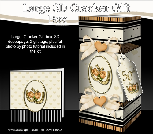 3D Large Cracker Gift Box -  Golden Wedding Anniversary