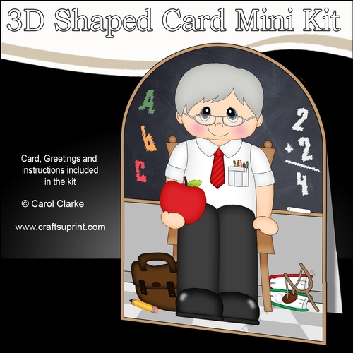 3D Shaped Card Kit - Cute School Teacher