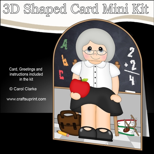 3D Shaped Card Kit - Cute School Teacher