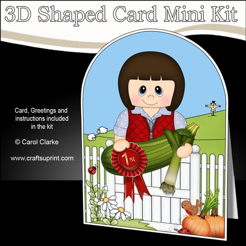 3D Shaped Card  Kit - In the Garden - Village Show Vegetable 1st Prize Woman