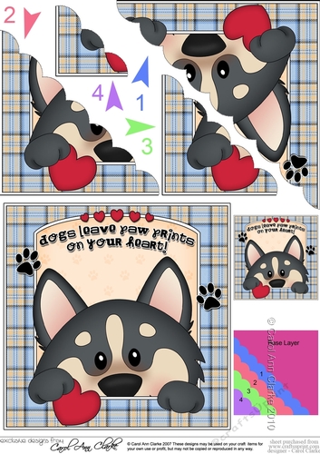 Scalloped Corner Stacker - Dogs Leave Paw Prints - Husky Dog Chase