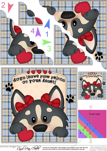 Scalloped Corner Stacker - Dogs Leave Paw Prints - Husky Dog Misty