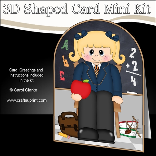 3D Shaped Card Kit - Cute Little Schoolgirl