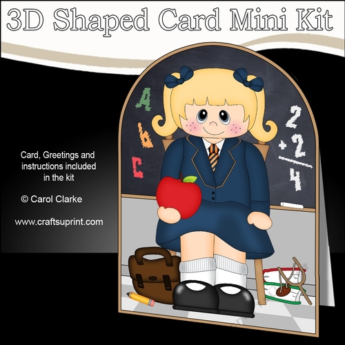 3D Shaped Card Kit - Cute Little Schoolgirl