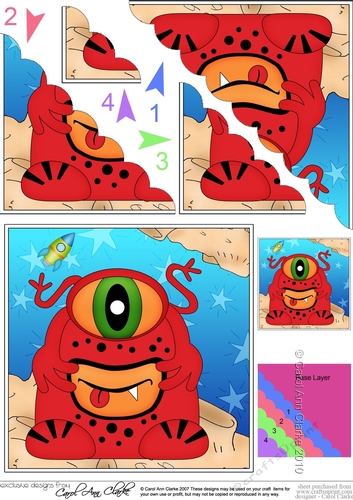 Cute Little Alien Scalloped Corner Stacker