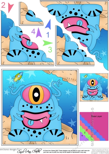 Cute Little Alien Scalloped Corner Stacker