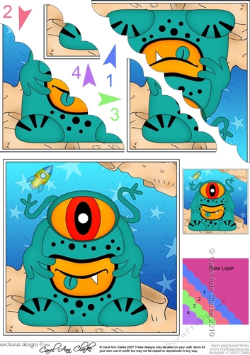 Cute Little Alien Scalloped Corner Stacker