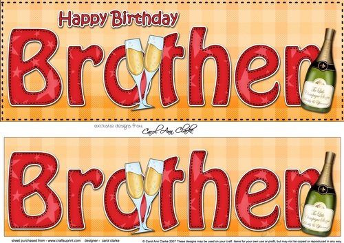 Large DL Happy Birthday BROTHER 3D decoupage with Champagne