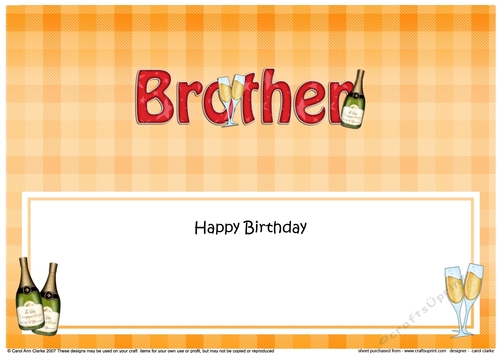 Large DL Happy Birthday BROTHER insert with Champagne