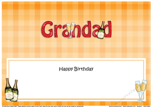 Large DL Happy Birthday GRANDAD insert with Champagne