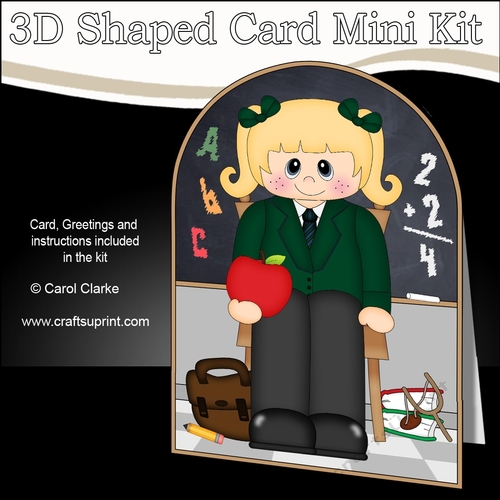 3D Shaped Card Kit - Cute Little Schoolgirl