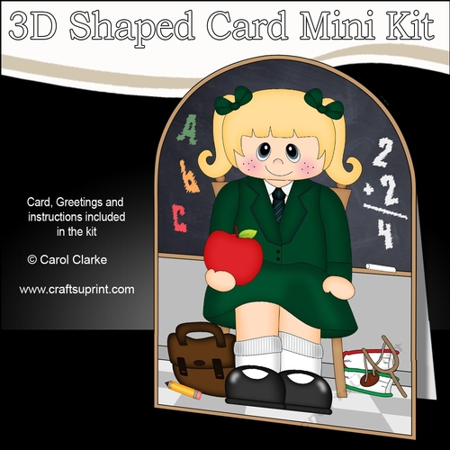3D Shaped Card Kit - Cute Little Schoolgirl