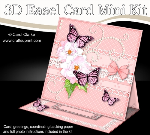 3D Easel Card Mini Kit - A Touch of Elegance - Flowers Lace, Butterflies & Pearls