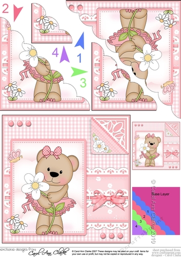 Cute Little Livvy Bear & Lace Scalloped Corner Stacker