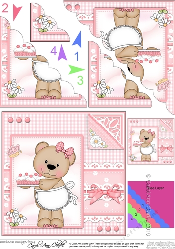 Cute Little Livvy Bear & Lace Scalloped Corner Stacker