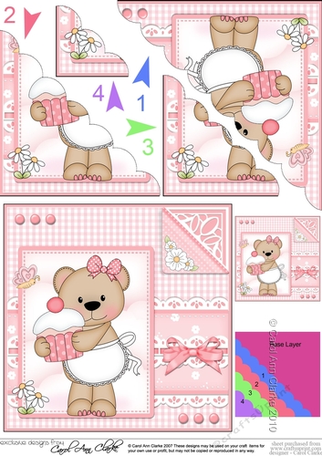 Cute Little Livvy Bear & Lace Scalloped Corner Stacker
