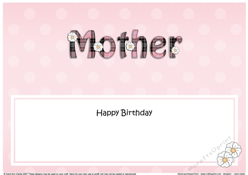 Large DL Happy Birthday MOTHER insert with Tartan