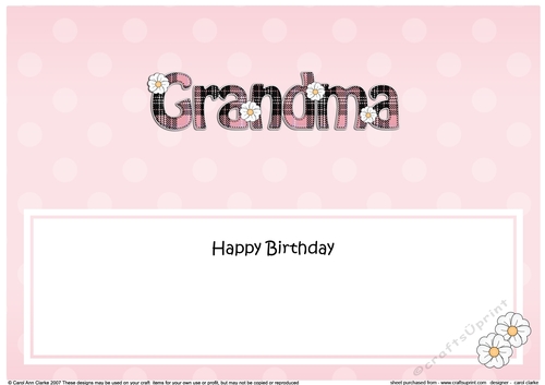 Large DL Happy Birthday GRANDMA insert with Tartan