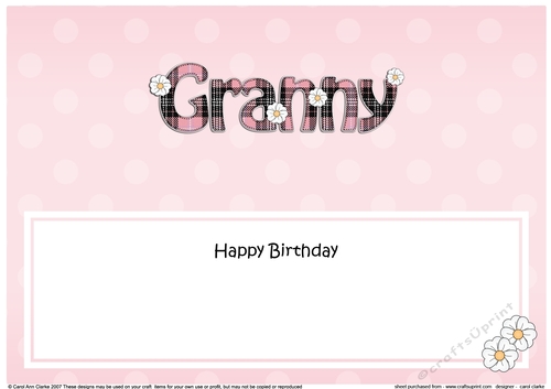 Large DL Happy Birthday GRANNY insert with Tartan
