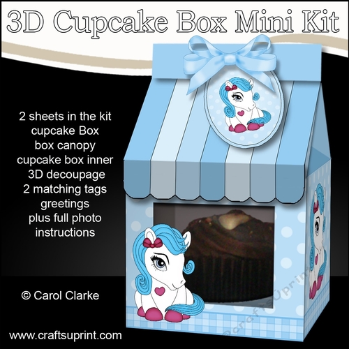 3D Mini Milk Carton Cupcake Treat Box Mini Kit - Cute Little Pony 