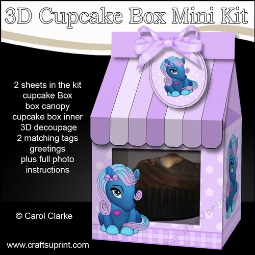 3D Mini Milk Carton Cupcake Treat Box Mini Kit - Cute Little Pony 