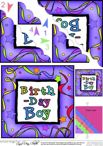 Birthday Boy Scallop Corner side stacker Topper