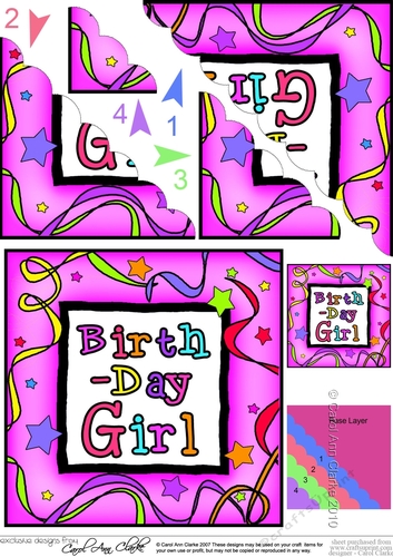 Birthday Girl Scallop Corner side stacker Topper