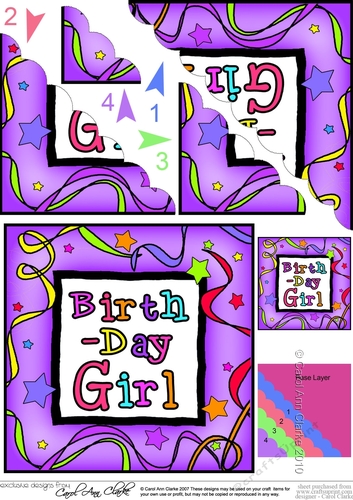 Birthday Girl Scallop Corner side stacker Topper