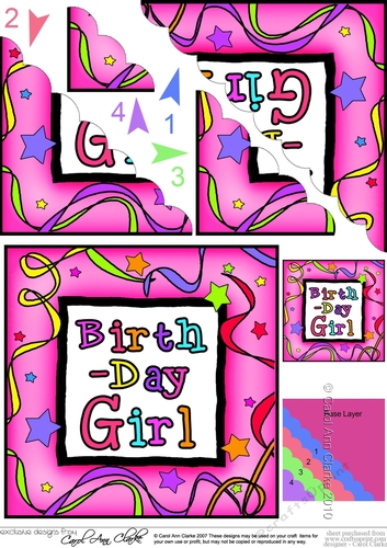 Birthday Girl Scallop Corner side stacker Topper