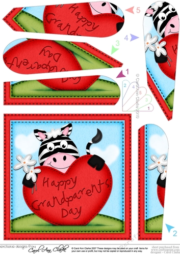 Debra Zebra Grandparents Day Heart Fan Pyramage Topper