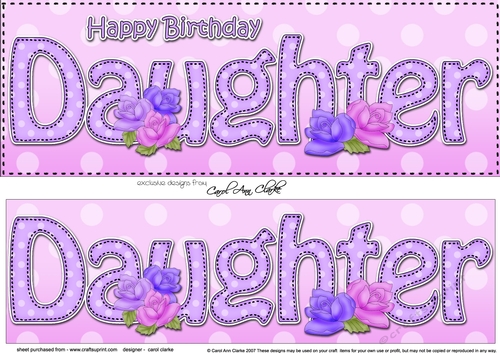 Large DL Happy Birthday DAUGHTER 3D decoupage with Roses