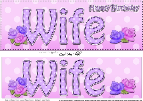 Large DL Happy Birthday WIFE 3D decoupage with Roses